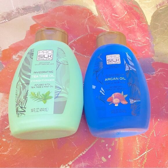 🎉Pro Silk Salon Argan Oil Shampoo & Tea Tree  & Mint Oil Conditioner 1… - Picture 1 of 8